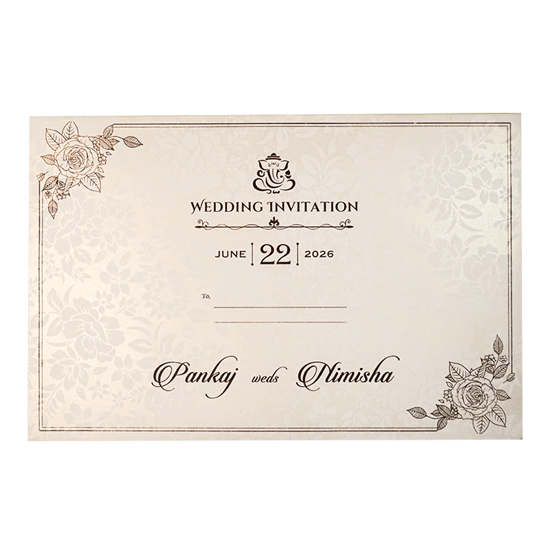 White Ganesha Floral Padded Wedding Card-KSH73530 - Image 4