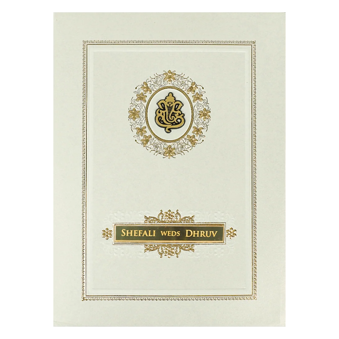 White Ganesha Floral Padded Wedding card-KRE28210 - Image 3