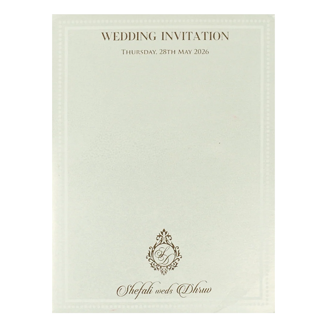 White Ganesha Floral Padded Wedding Card-KRE28220 - Image 4