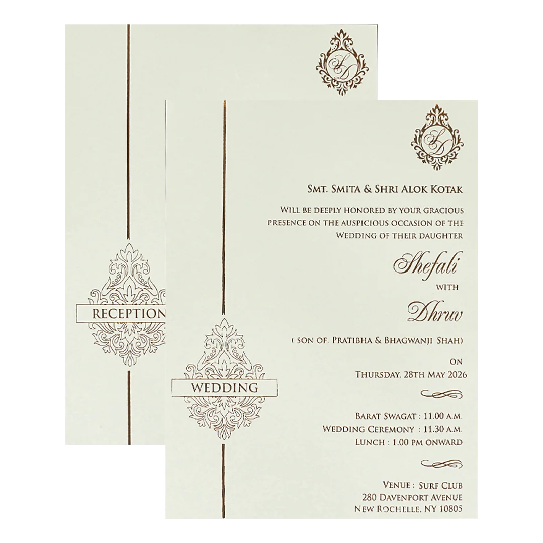 White Ganesha Floral Padded Wedding Card-KRE28220 - Image 5