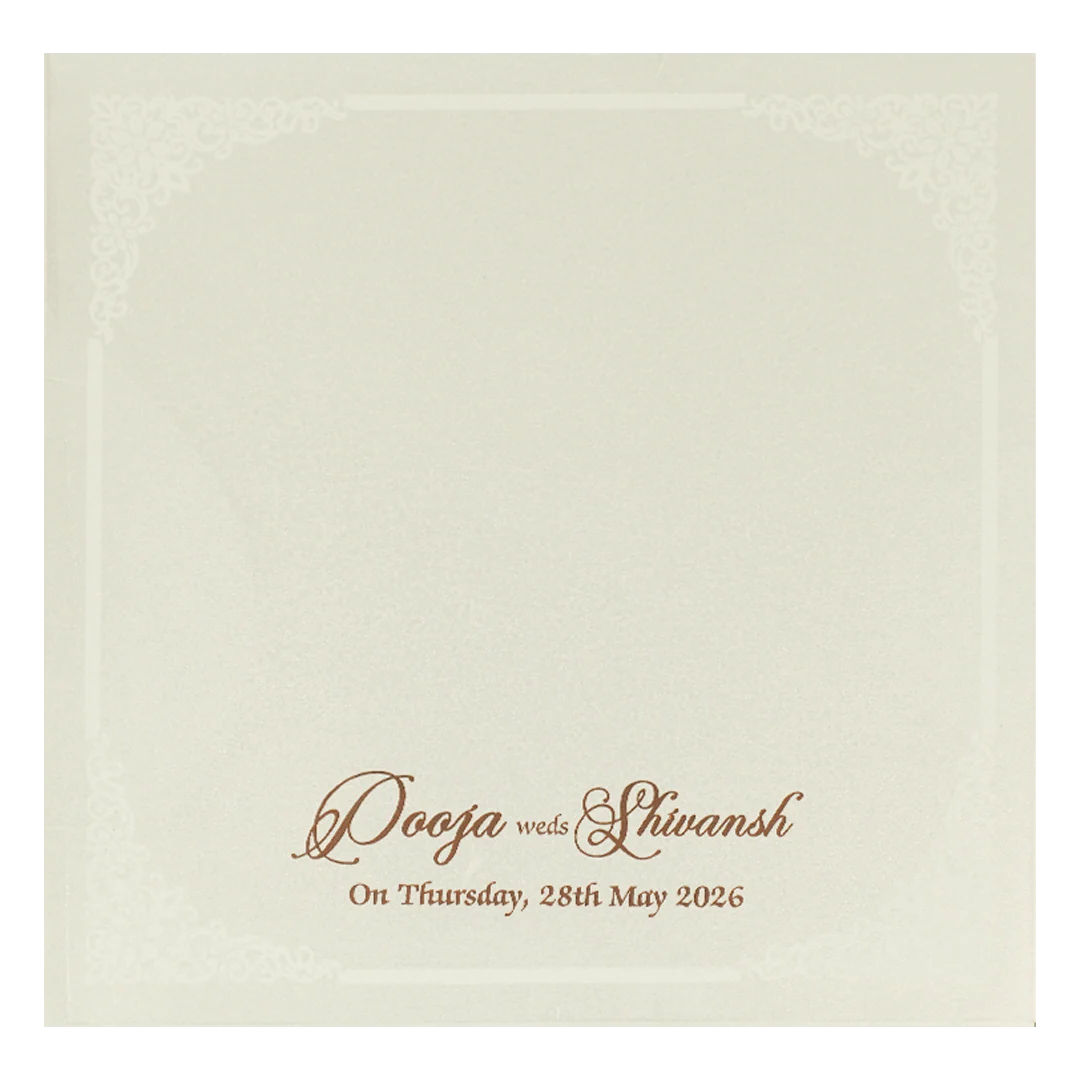 White Ganesha Floral Wedding Card-KRE27710 - Image 4