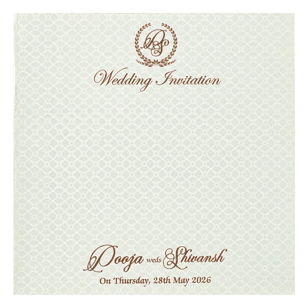 White Ganesha Floral Wedding Card-KRE27700 - Image 4