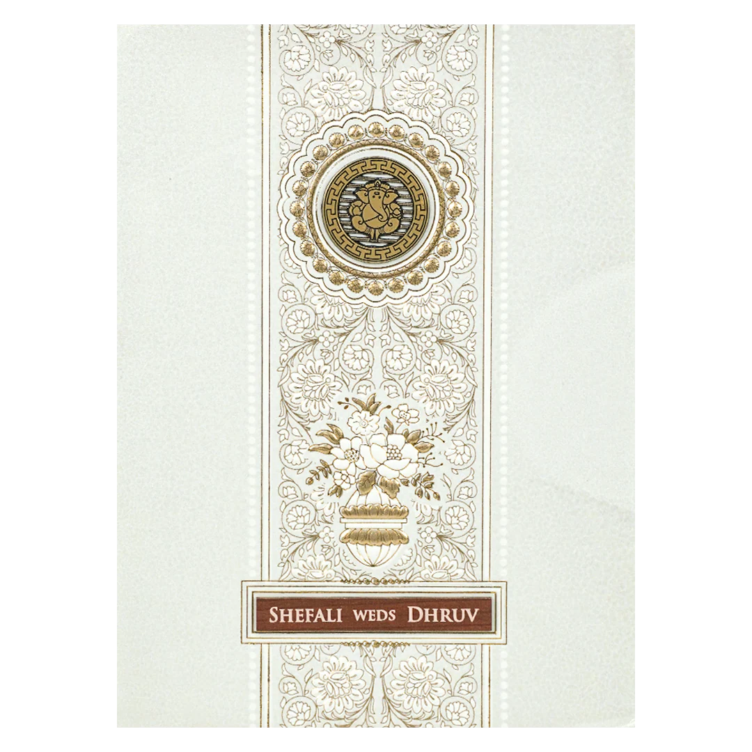 White Ganesha Floral Wedding card-KRE28480 - Image 3