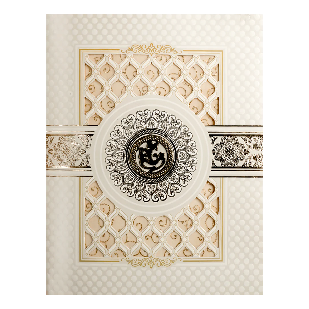 White Ganesha Laser-Cut Wedding Card-KNJS2059 - Image 3