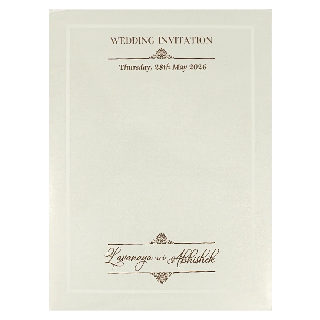 White Ganesha Medallion Floral Padded Wedding Card-KRE26300 - Image 4