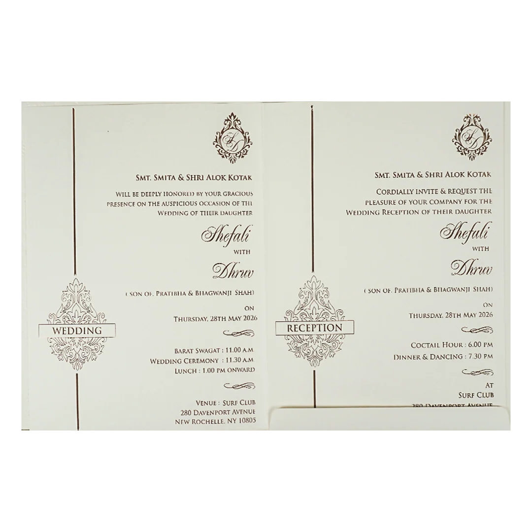 White Ganesha Peacock Wedding card-KRE28430 - Image 5