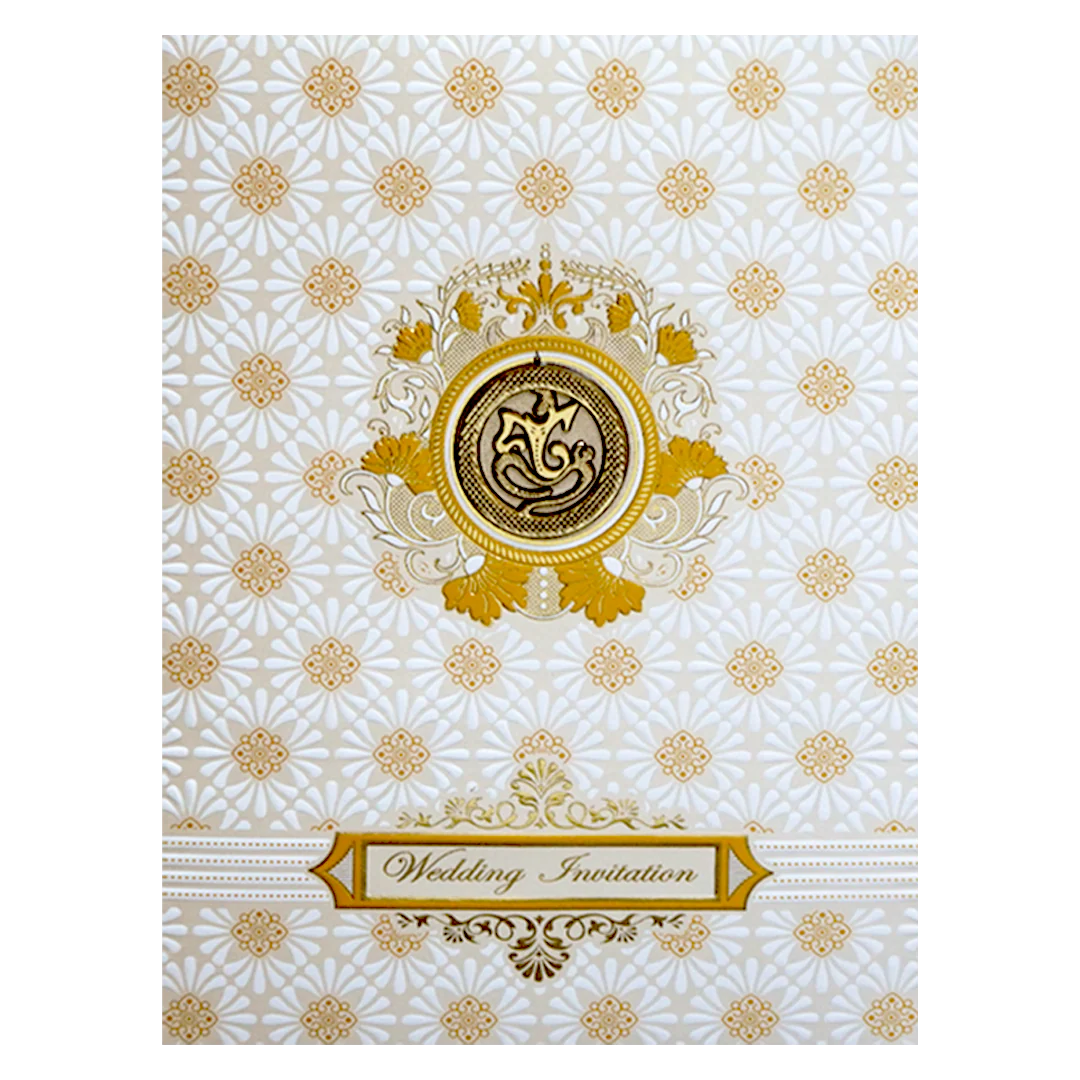 White Ganesha Wedding Card-KNK7075W - Image 3