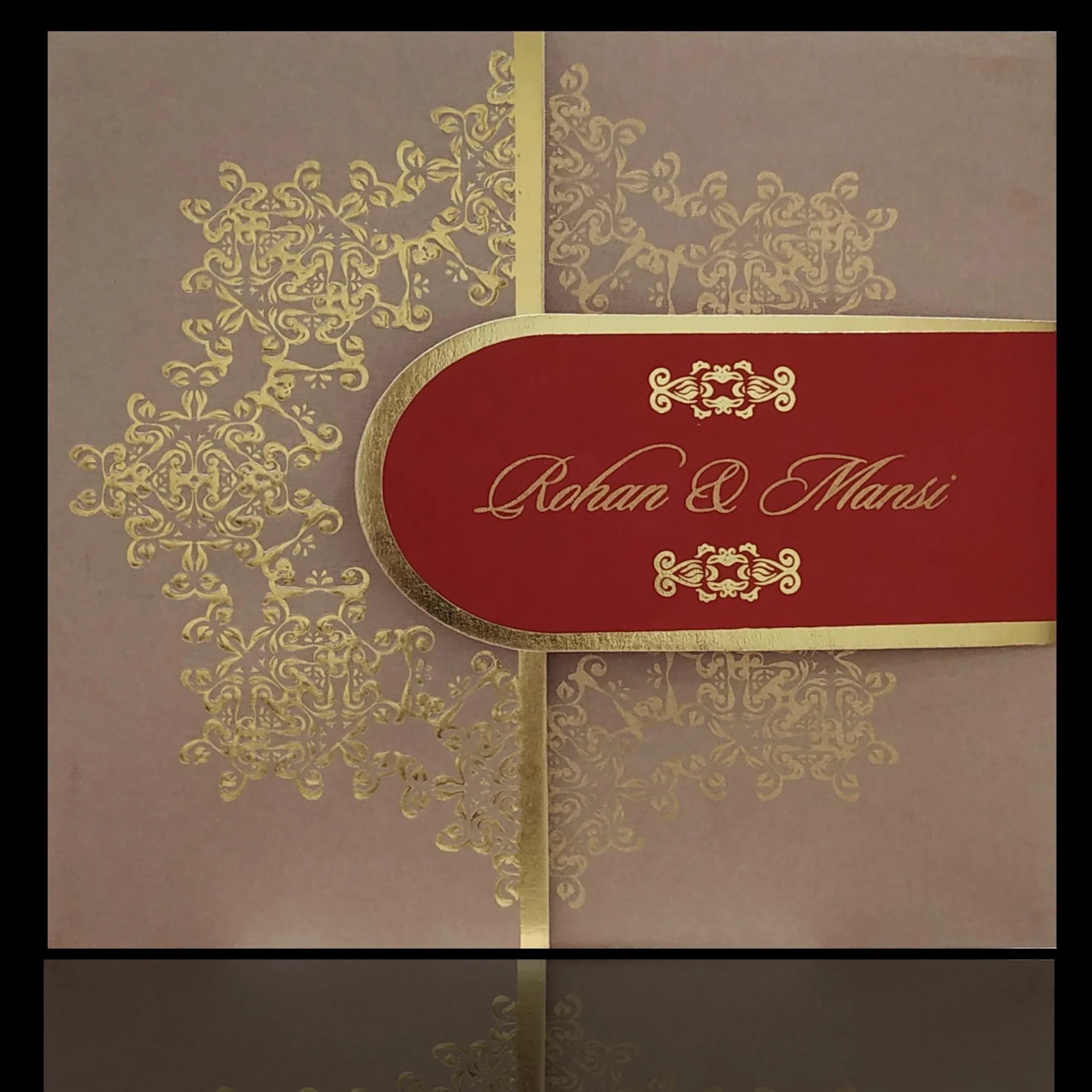 White Gold Embellished Floral Wedding Card-KPR06560 - Image 2
