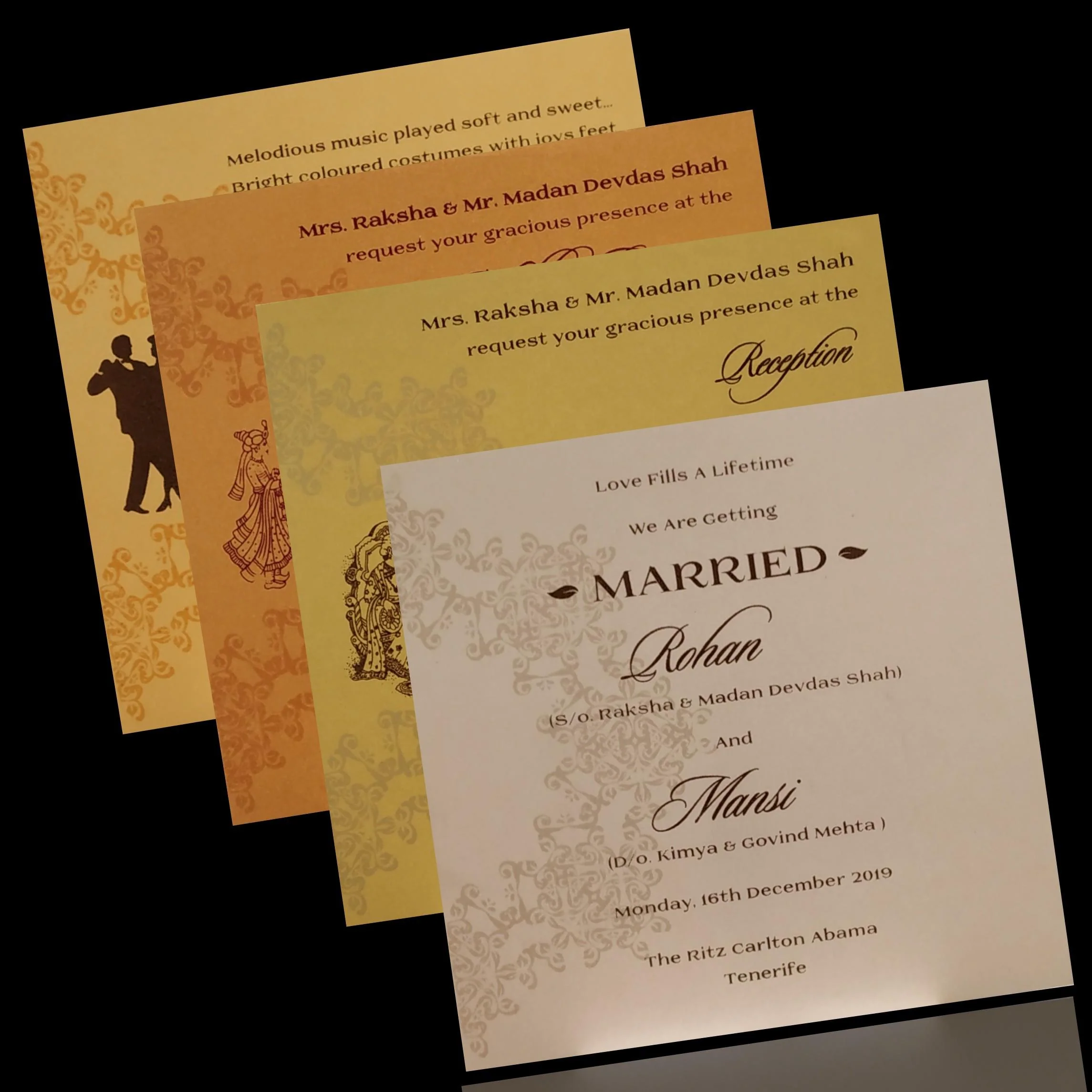 White Gold Embellished Floral Wedding Card-KPR06560 - Image 4