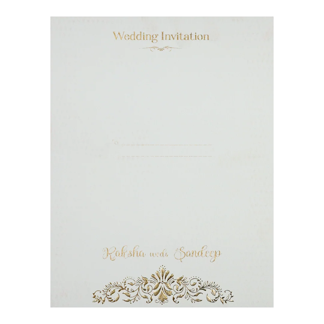 White Gold Floral Border Padded Wedding Card-KSI64350 - Image 4