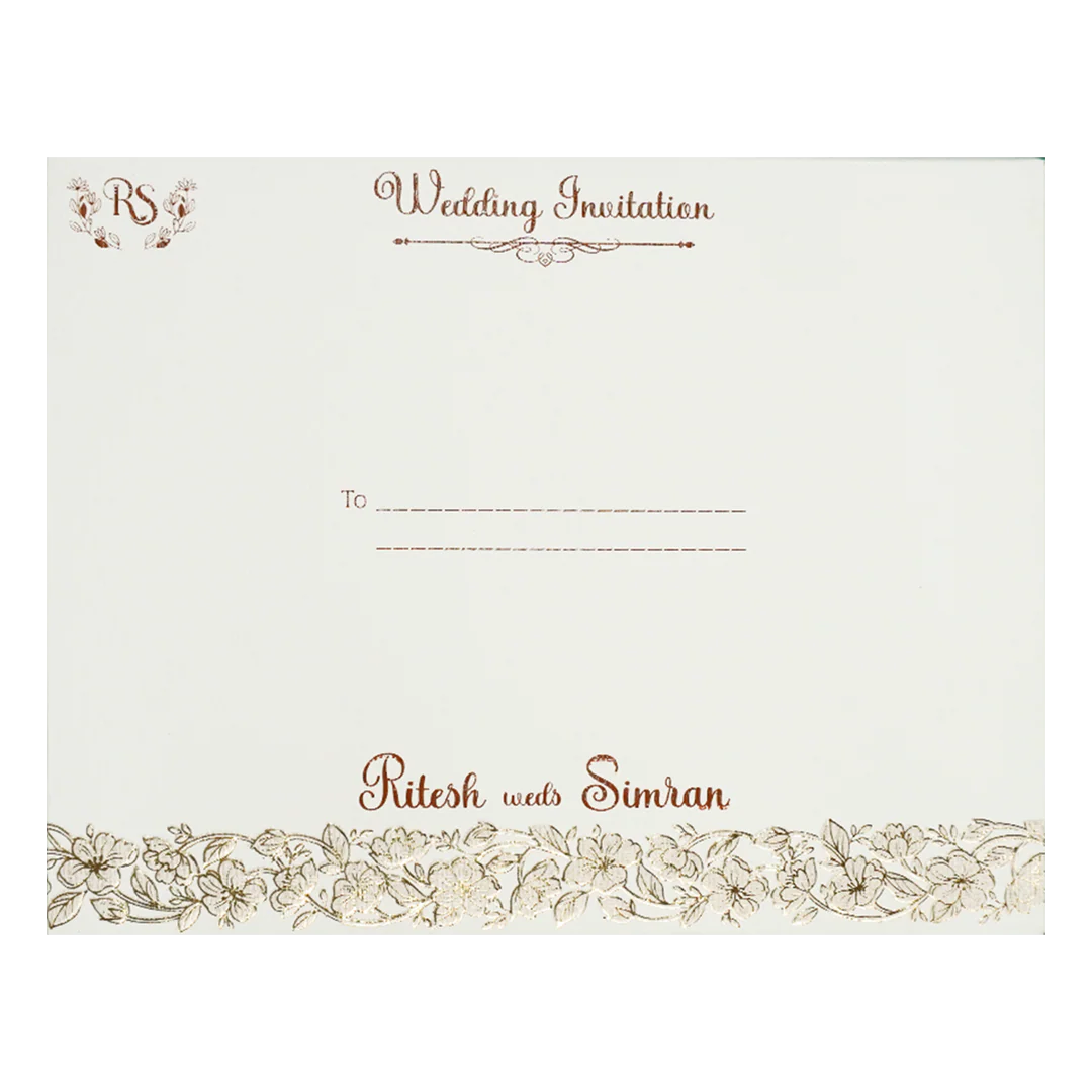 White Gold Floral Padded Wedding Card-KSI64520 - Image 4