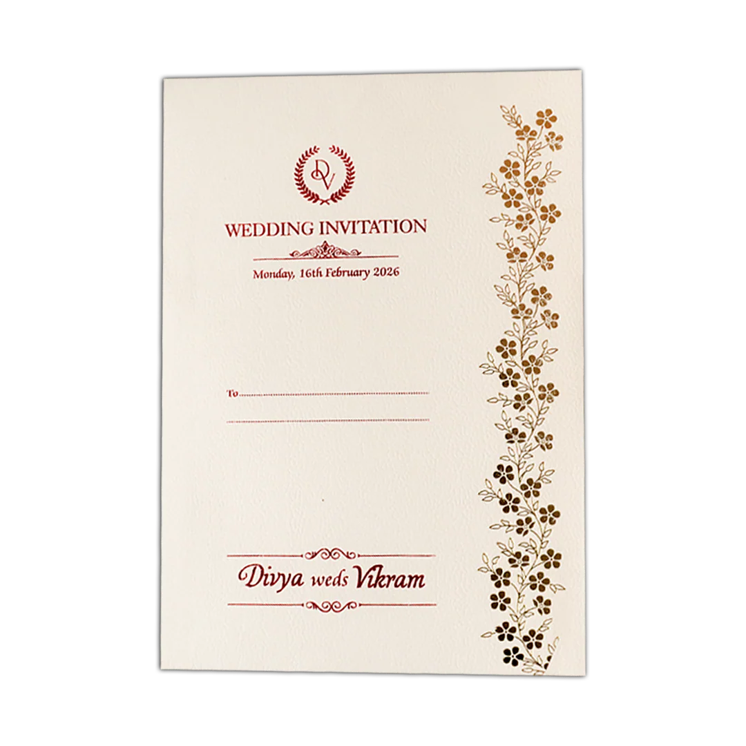 White Gold Floral Wedding Card-KNPD1504 - Image 2