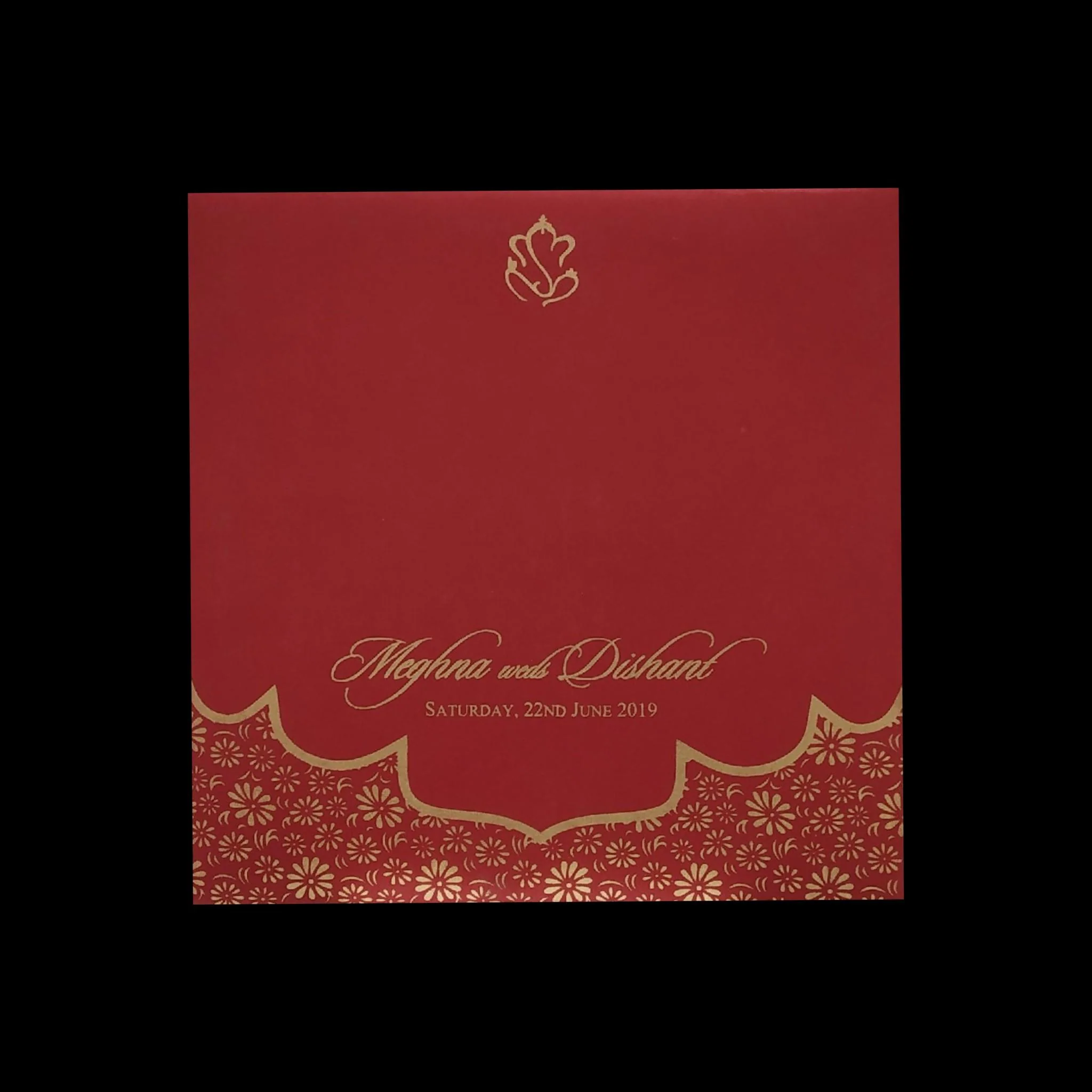 White Gold Foil Embossed Floral Wedding Invitation Card-KPR06610 - Image 3