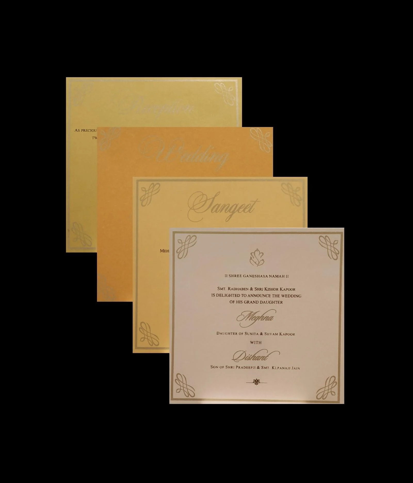 White Gold Foil Embossed Floral Wedding Invitation Card-KPR06610 - Image 4
