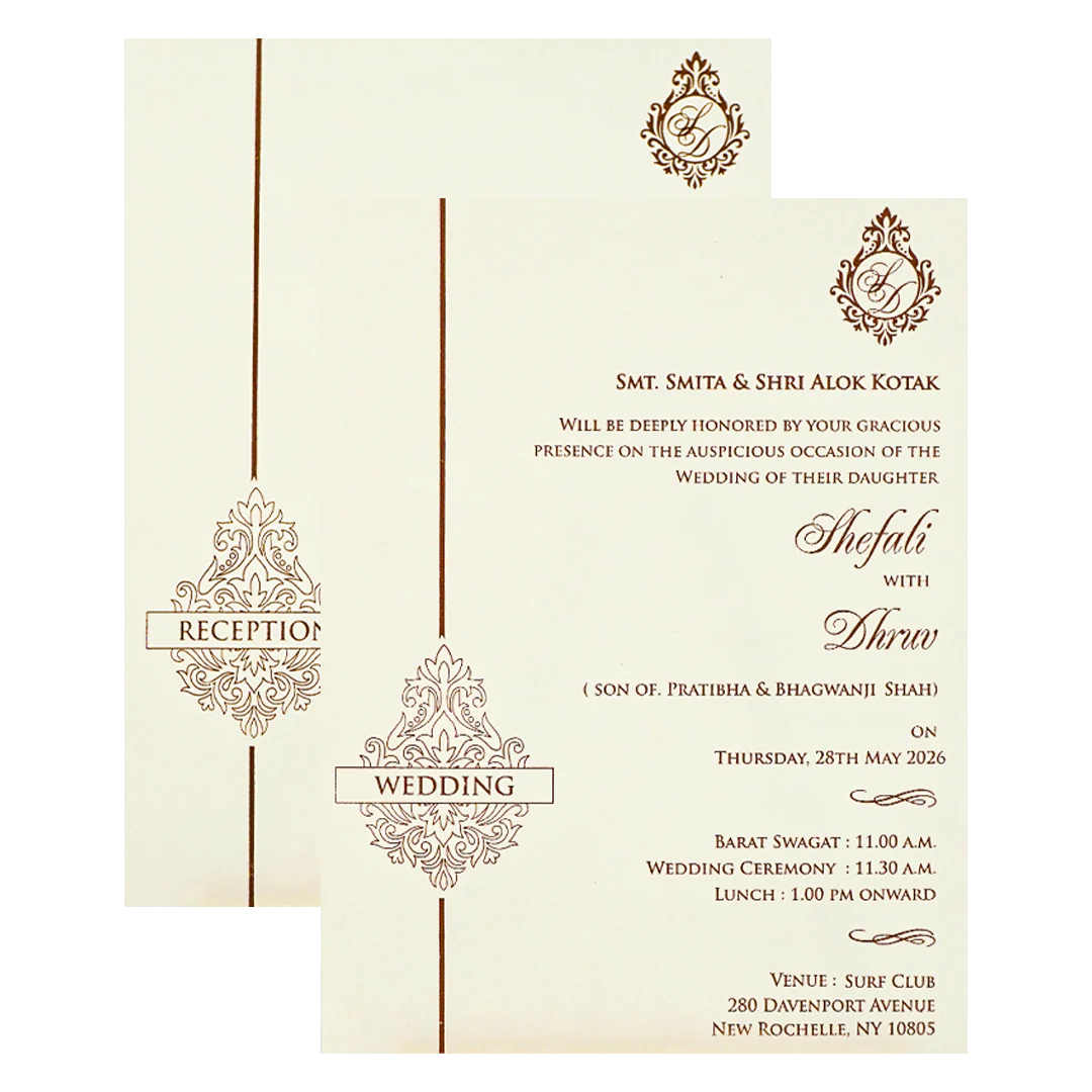 White Gold Foil Floral Padded Wedding card-KRE28240 - Image 5