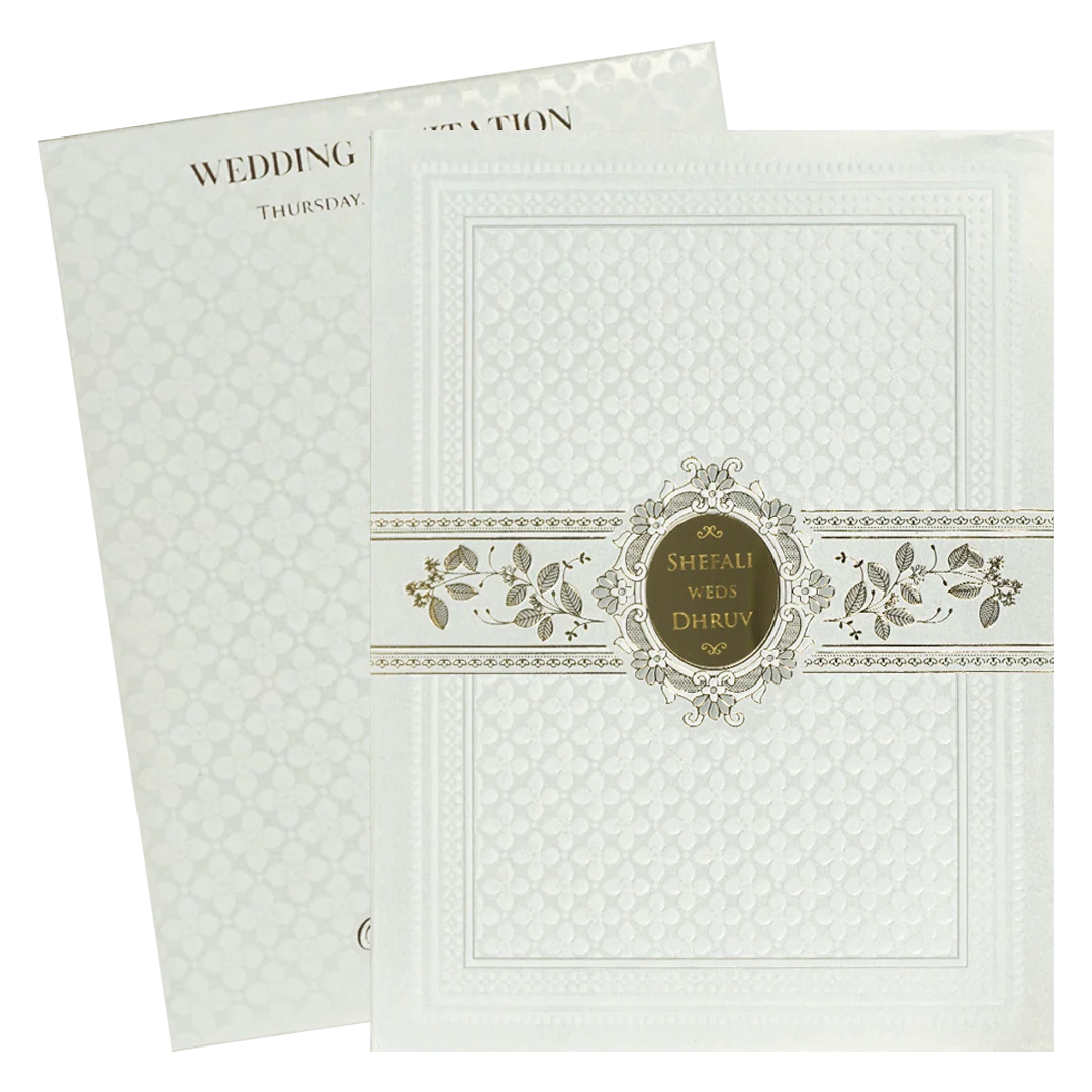 White Gold Geometric Padded Wedding card-KRE28200 - Image 2