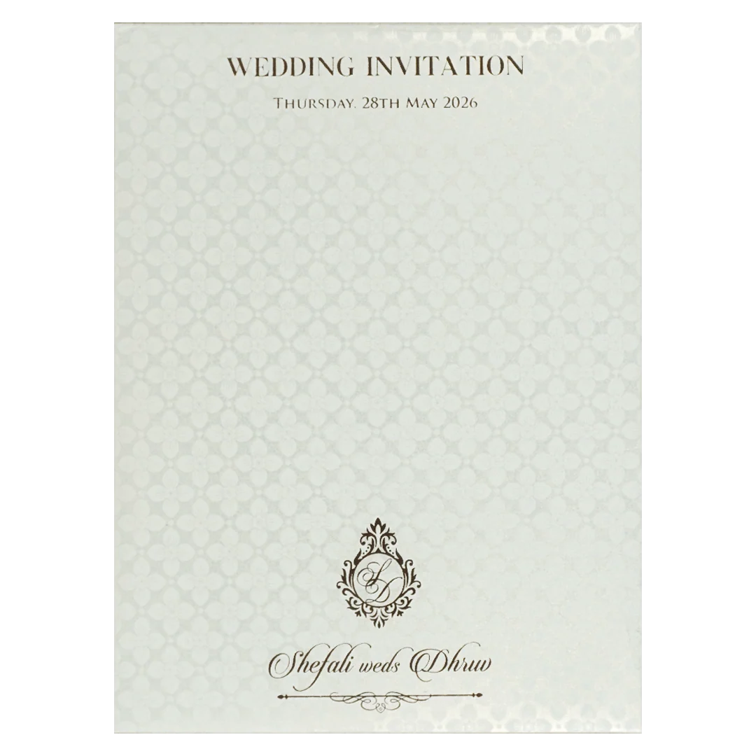 White Gold Geometric Padded Wedding card-KRE28200 - Image 4