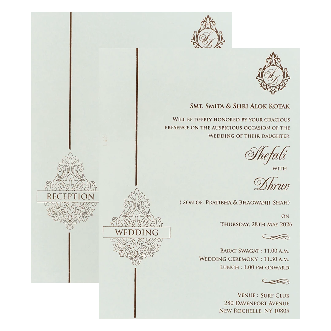 White Gold Geometric Padded Wedding card-KRE28200 - Image 5