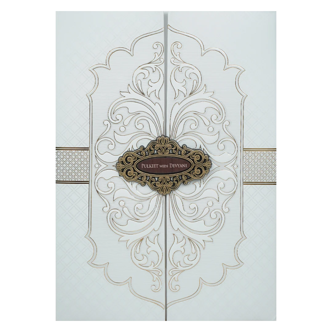 White Gold Elegant Padded Wedding Card-KJTS1719 - Image 3
