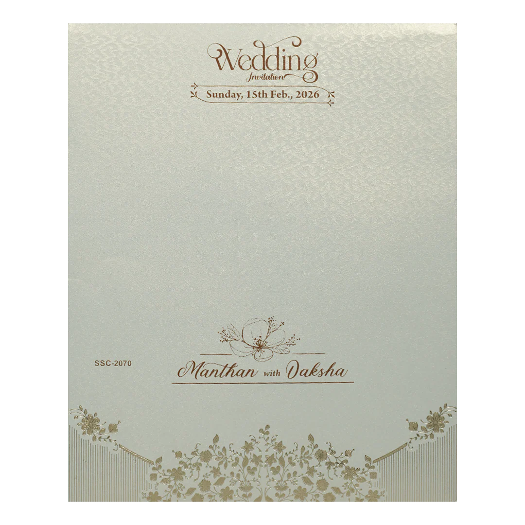 White Gold Square Floral Padded Wedding Card-KSSC2070 - Image 4
