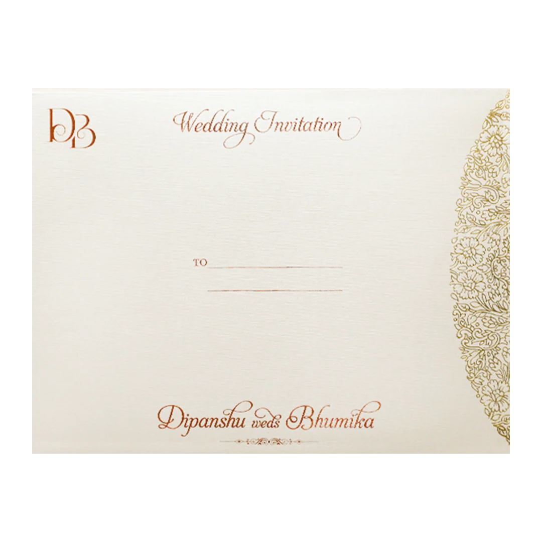 White Gold Tree Minimal Padded Wedding Card-KSI64460 - Image 4