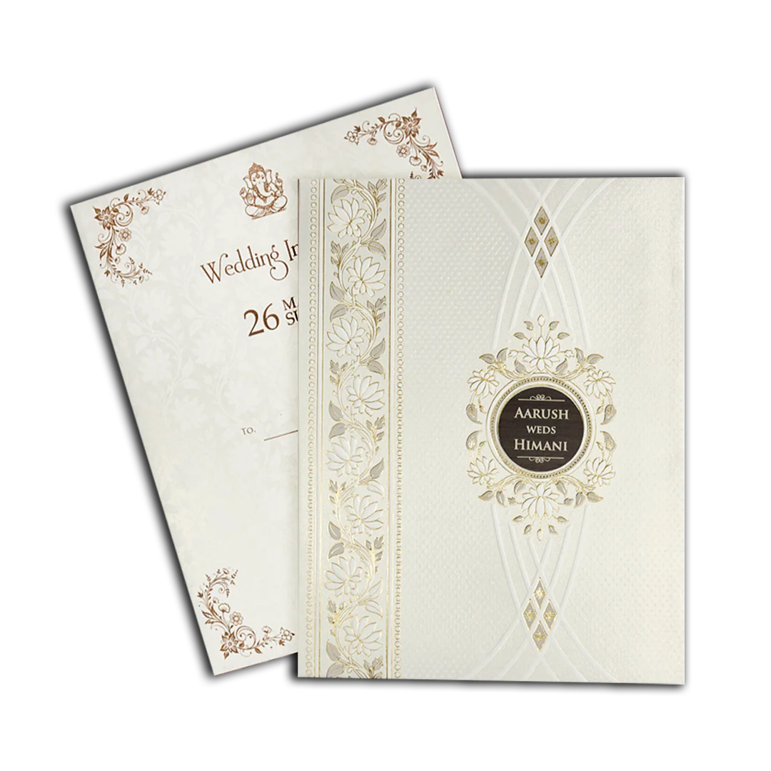 White Floral Padded Wedding Card-KSH73600 - Image 2