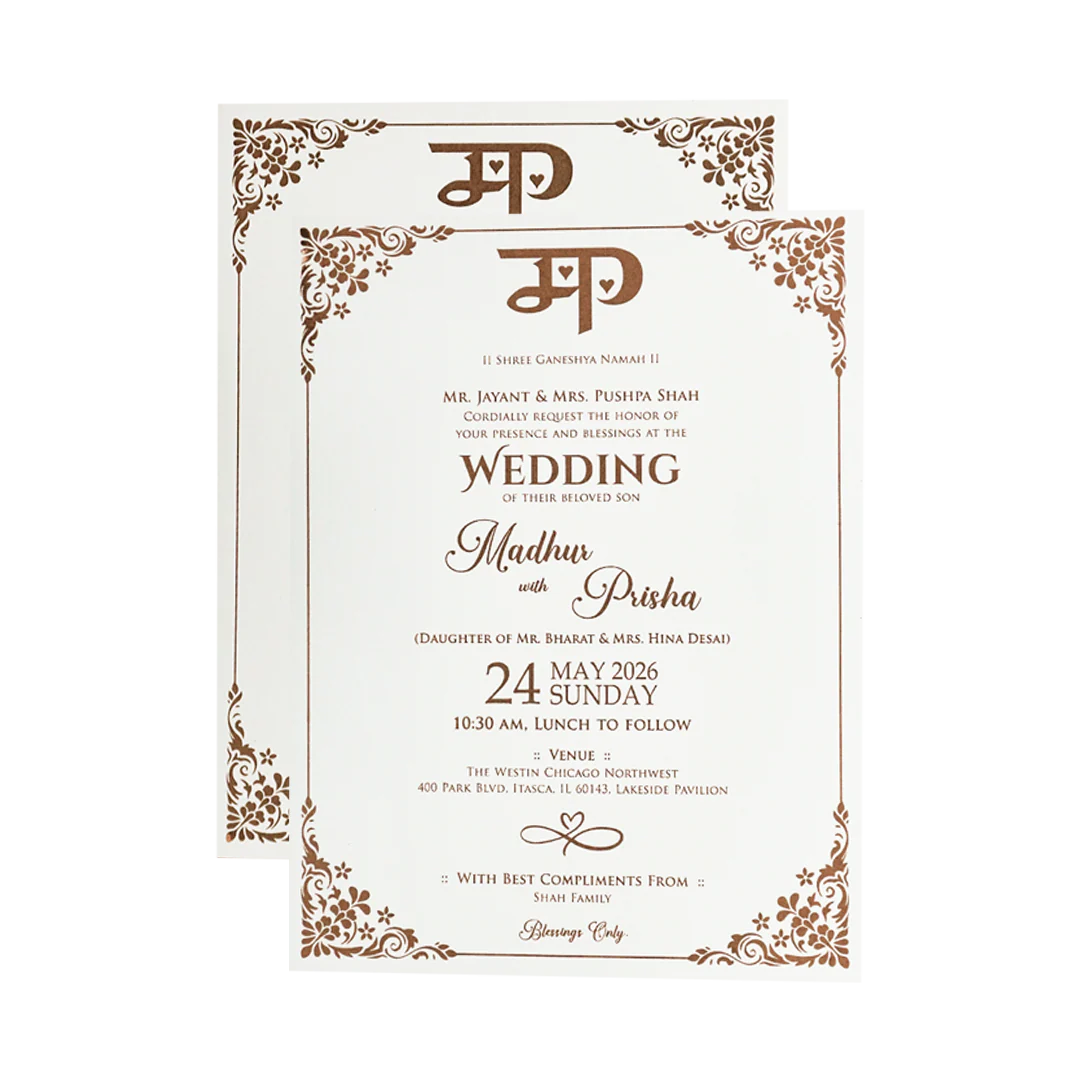 White Floral Padded Wedding Card-KSH73600 - Image 5