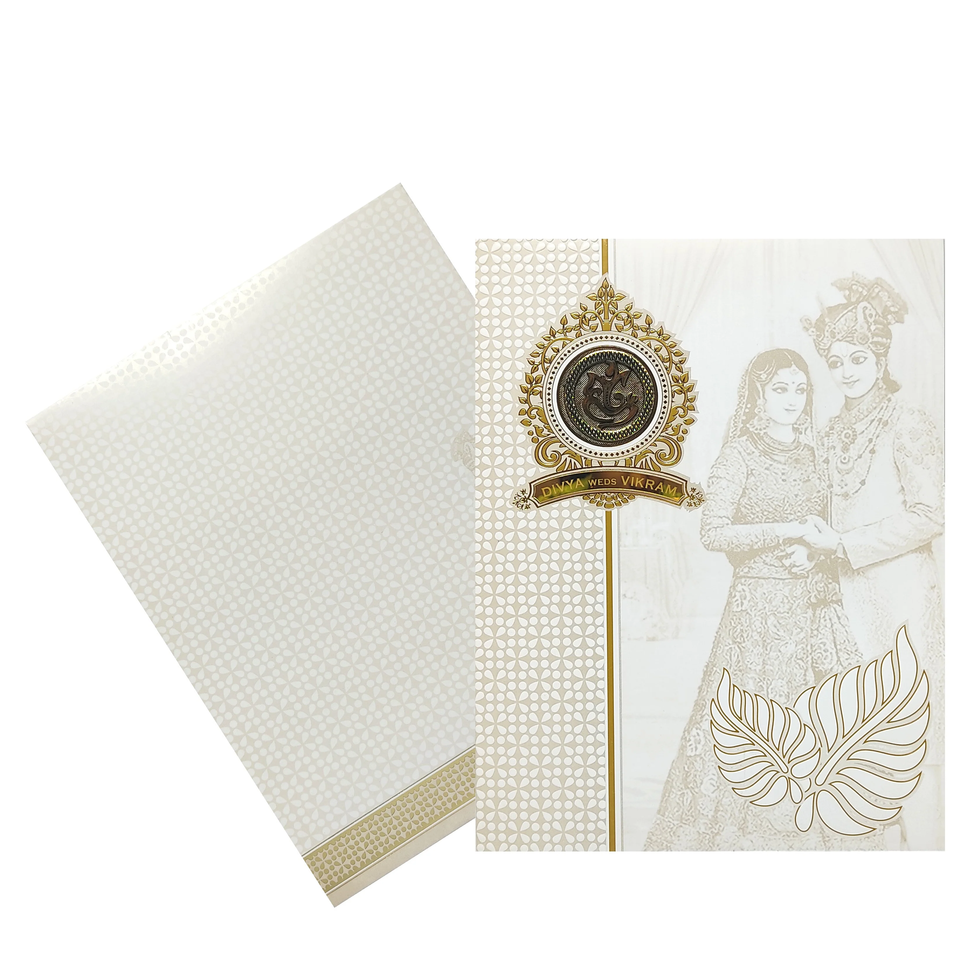 White Hindu Bride And Groom Wedding Card-KNK4102W - Image 2
