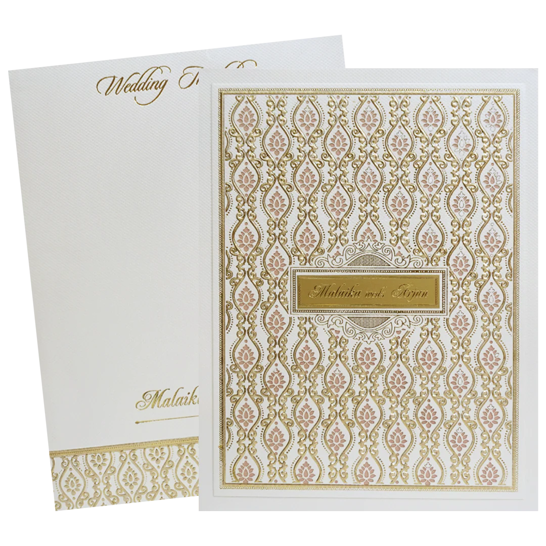 White Laser Cut Floral Modern Padded Wedding Card-KMMEX8250 - Image 2