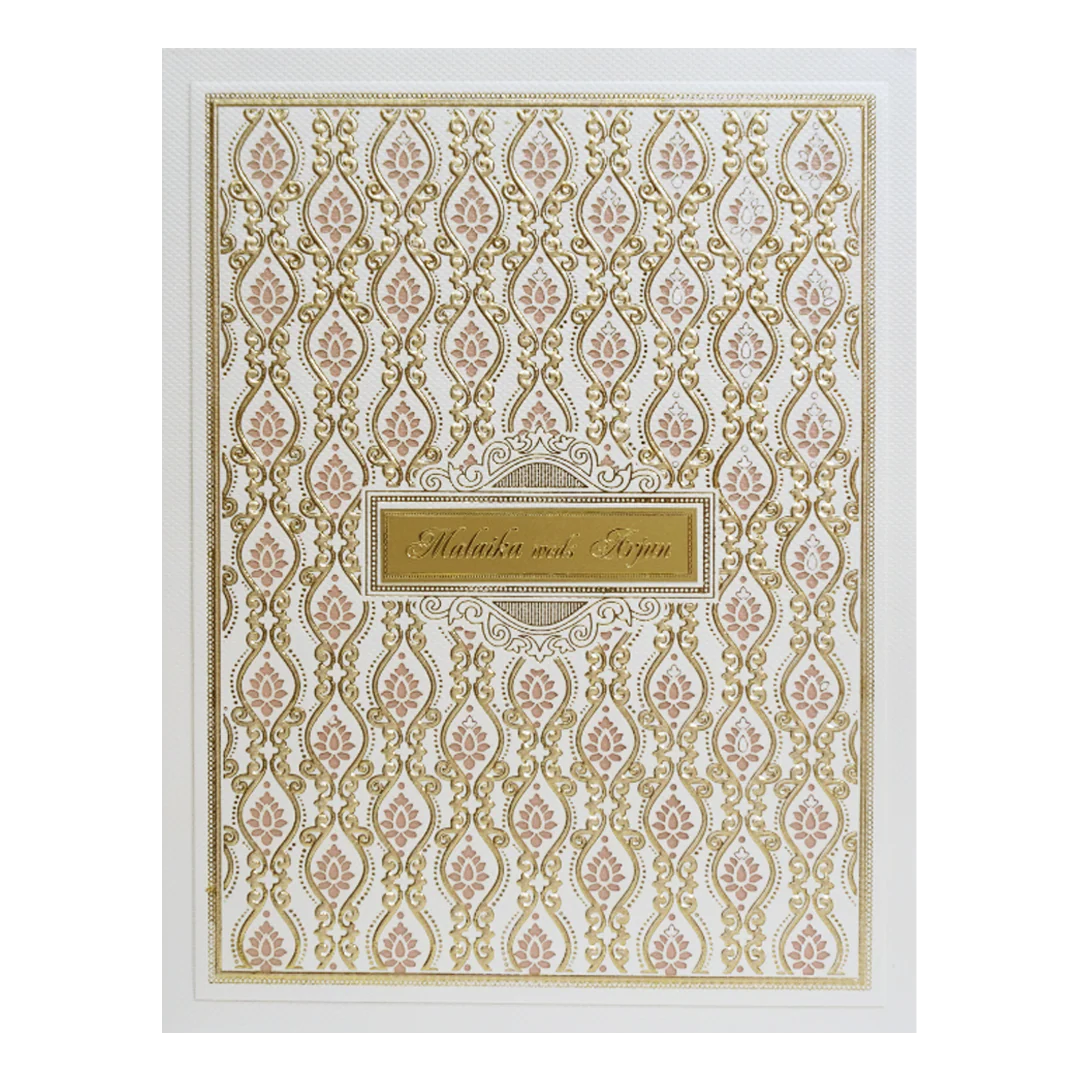 White Laser Cut Floral Modern Padded Wedding Card-KMMEX8250 - Image 3