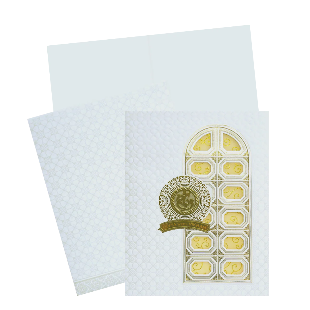 White Laser Cut Wedding Card-KNJS2083
