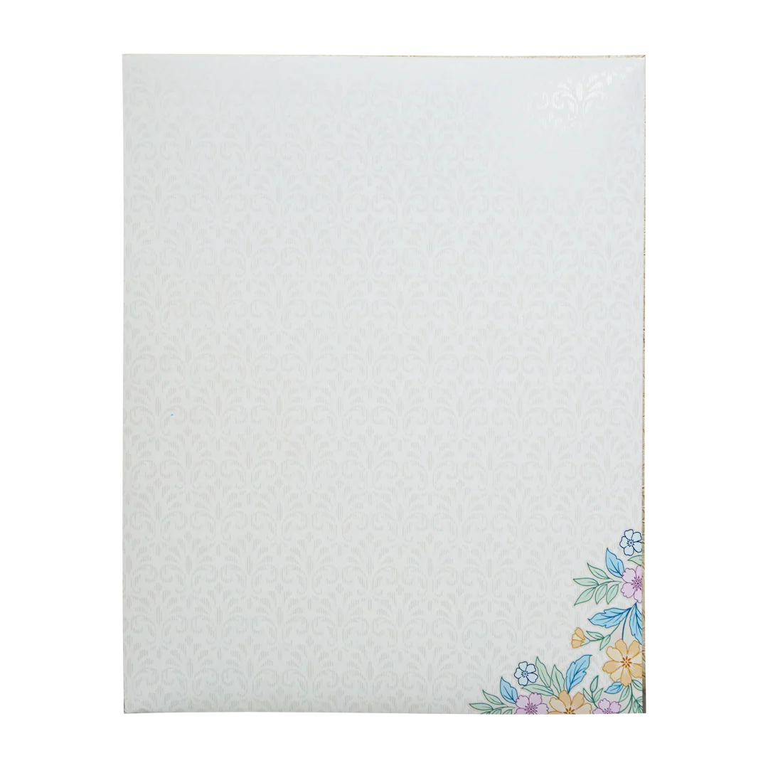 White Minimal Floral Embossed Invitation Card-KNJP1203 - Image 4