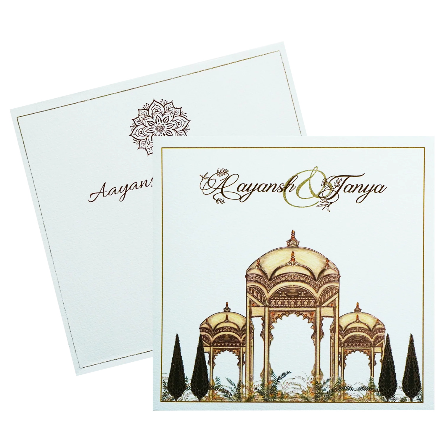 White Mughali Mahal Invitation Card-KRC30590 - Image 2