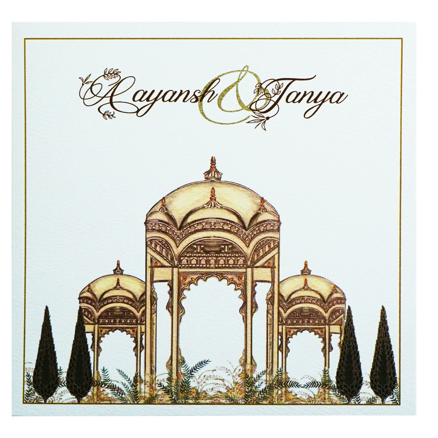 White Mughali Mahal Invitation Card-KRC30590 - Image 3