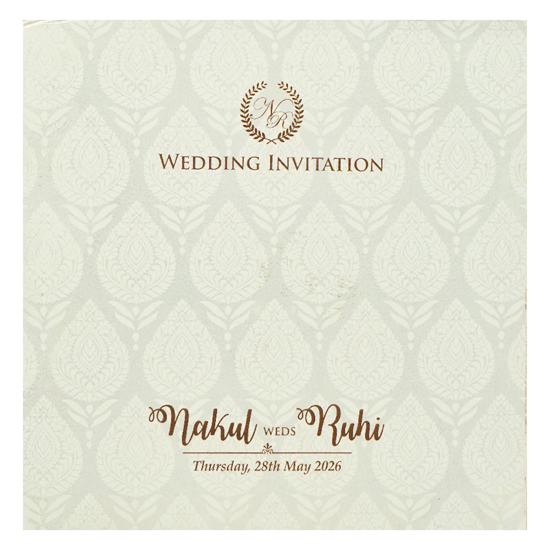 White Musical Ganesha Padded Wedding Card-KRE28270 - Image 4