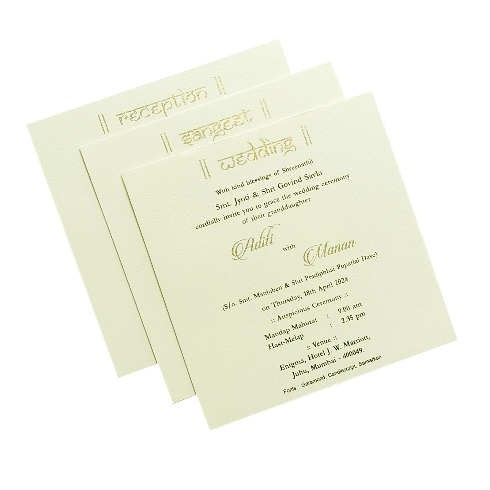 White Nameplate Embossed Invitation Card-KRC29740 - Image 5