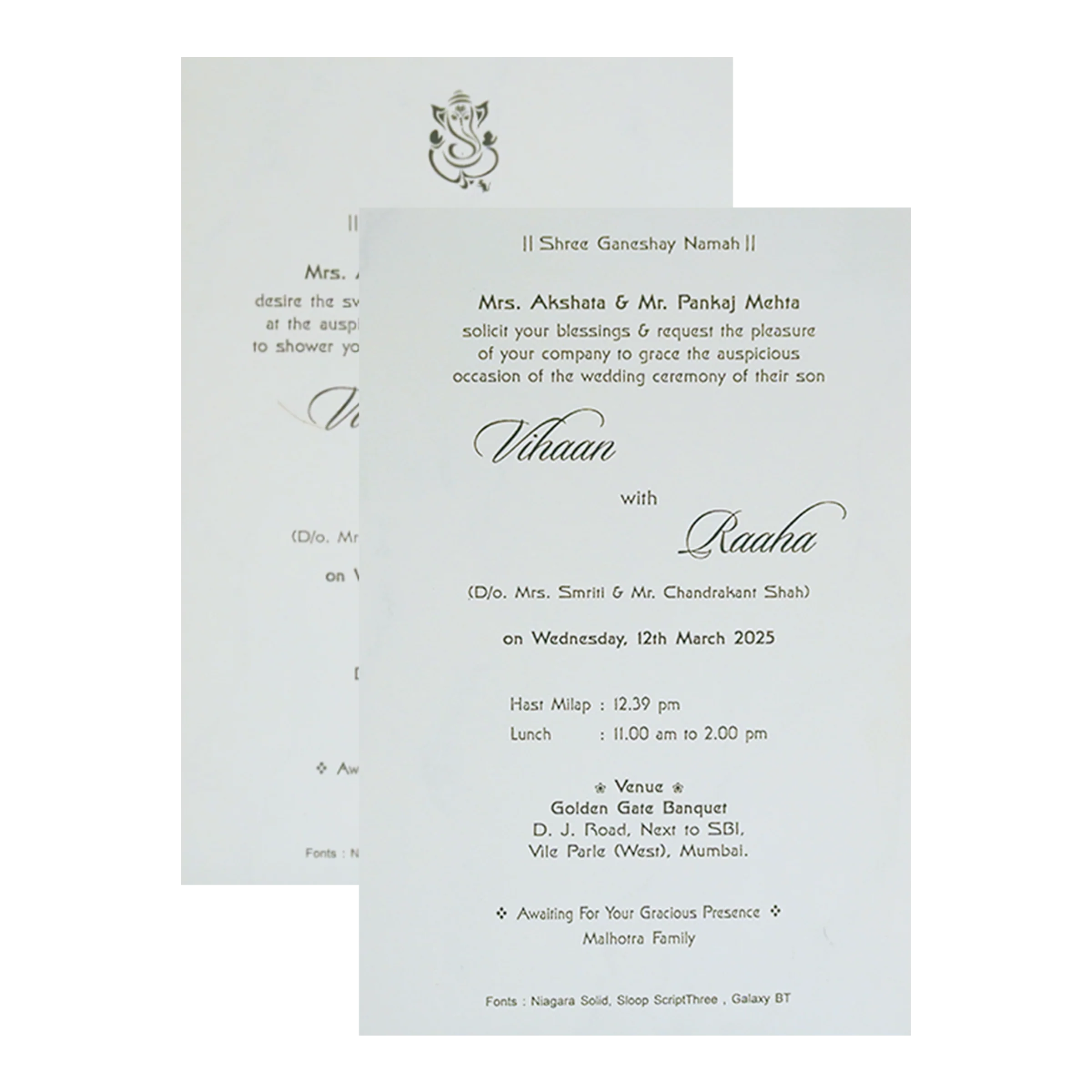White Nameplate Padded Invitation Card-KRC30620 - Image 5