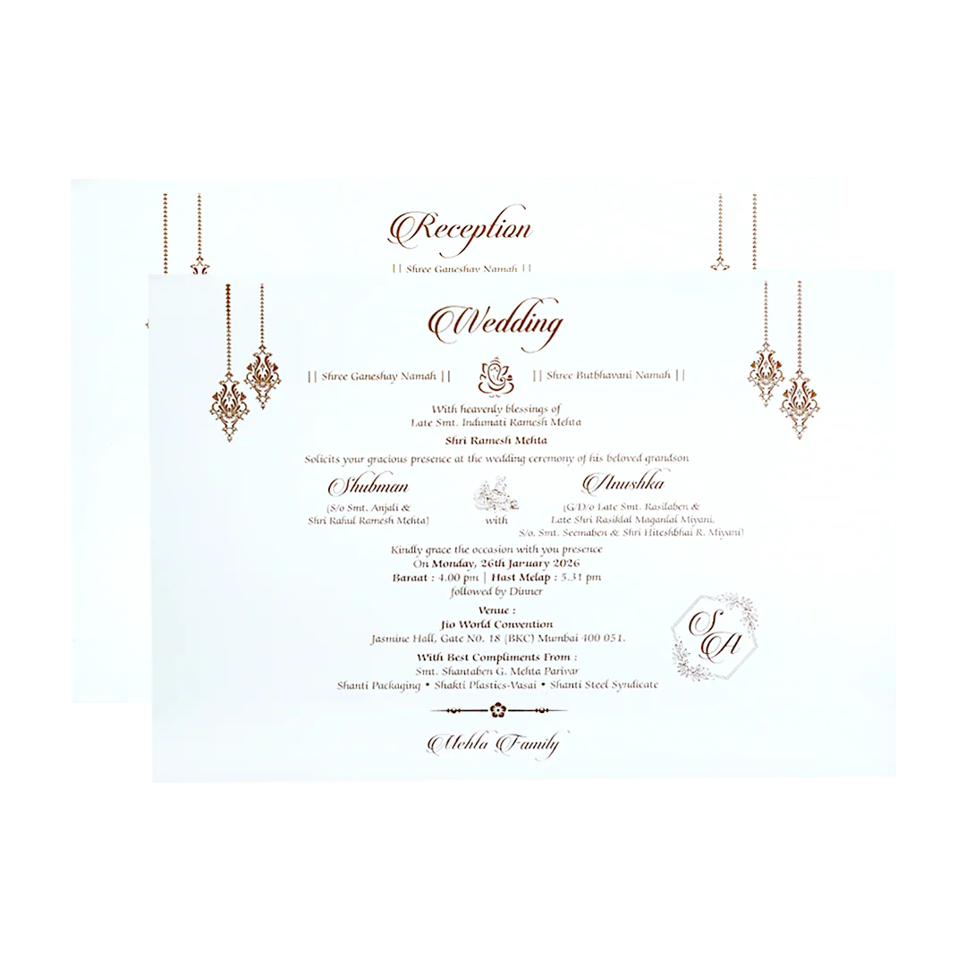 White Padded Embossed Floral Cutout Wedding Invitation Card-KRB09800 - Image 5