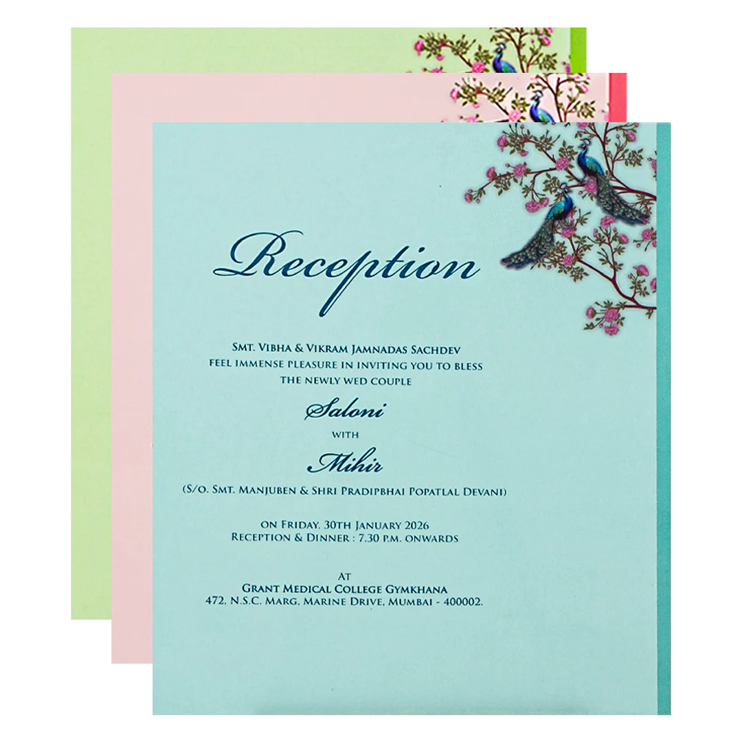 White Padded Floral Peacock Wedding Card - KPR25120 - Image 5
