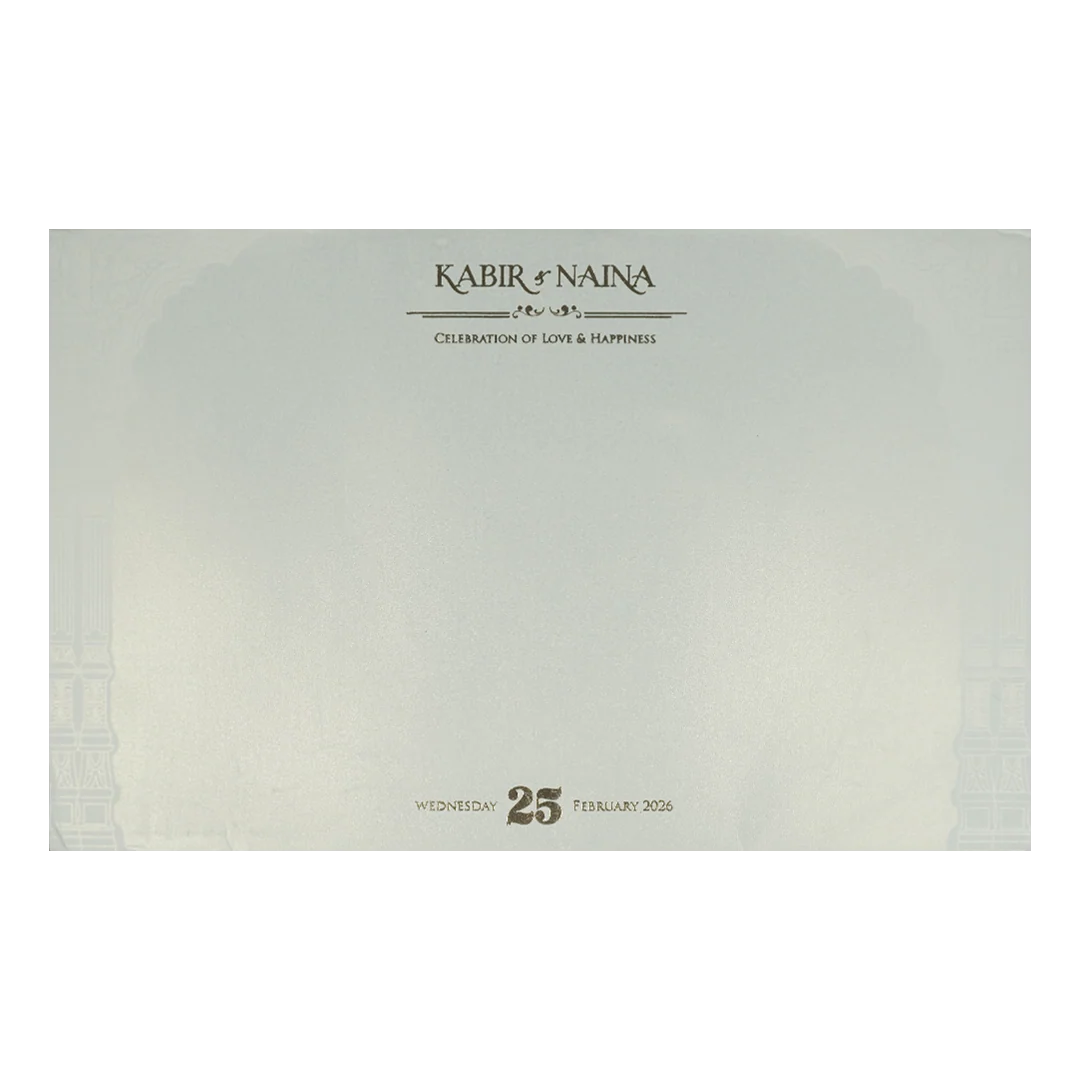 White Palace Arch Padded Wedding Card-KRE28060 - Image 4