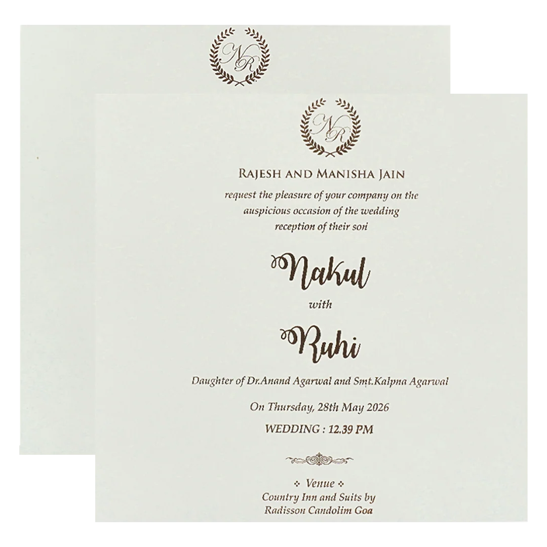 White Pastel Floral Border Padded Wedding card-KRE28300 - Image 5
