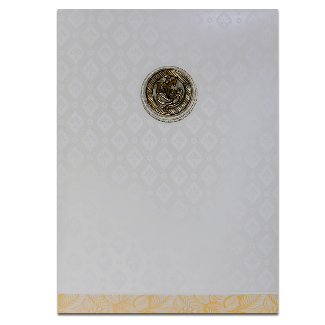 White Pastel Yellow Ganesha Temple Wedding Card-KNA2401Y - Image 4