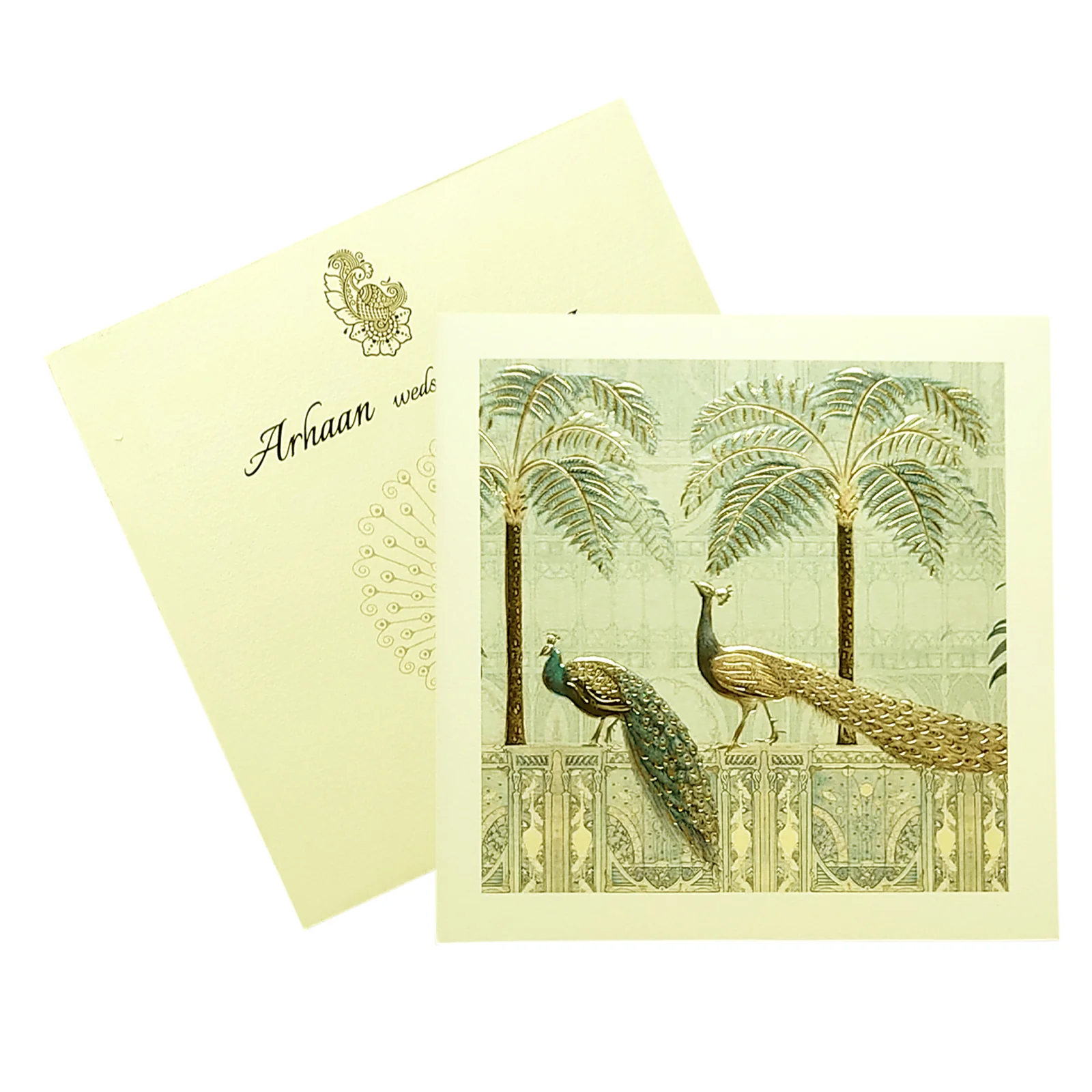 White Peacock Invitation Card-KRC29340 - Image 2