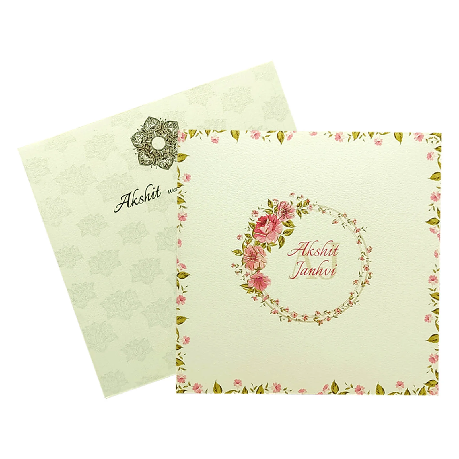 White Pink Floral Invitation Card-KRC29401 - Image 2