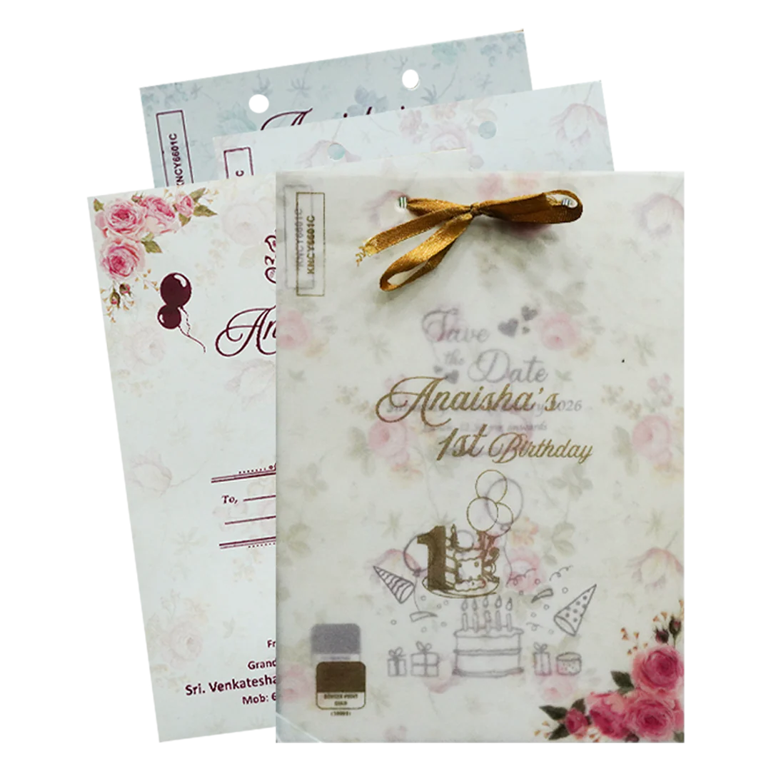White Pink Floral Wedding Card-KNCY6601C