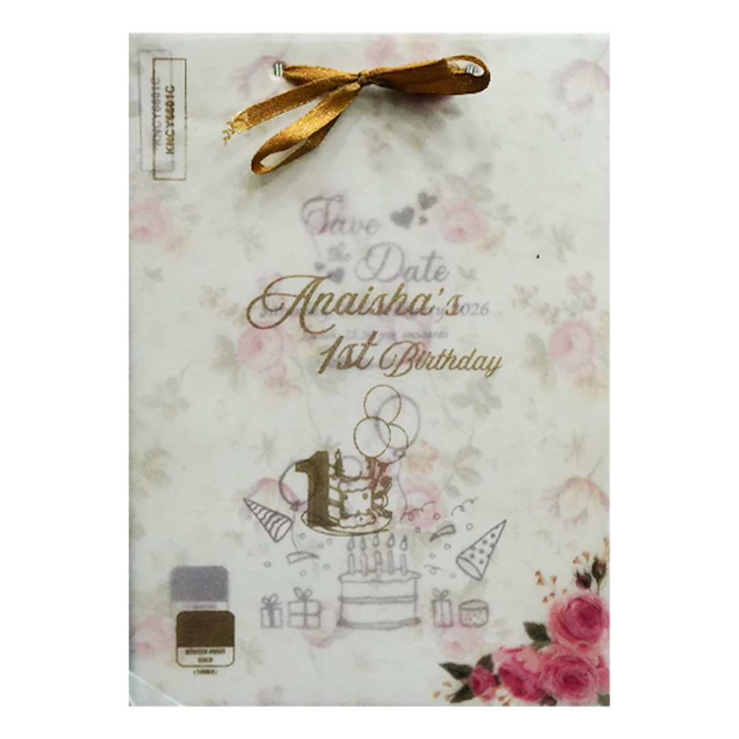 White Pink Floral Wedding Card-KNCY6601C - Image 3