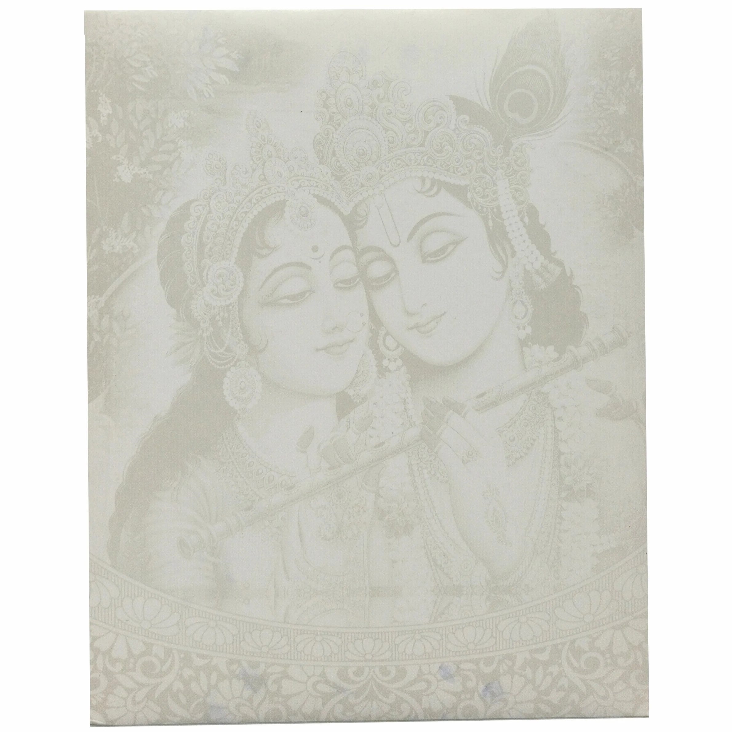 White Radha Krishna With Screen Printing And Gold Foiling-KNJS2053 - Image 4