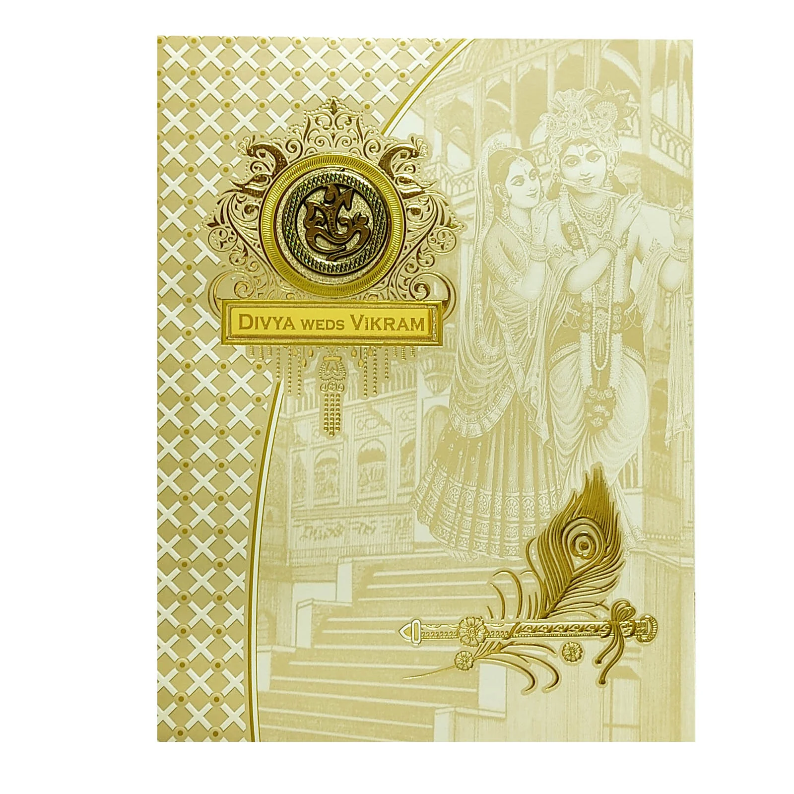 White Radhe Krishna Invitation Card-KNJS2068 - Image 3