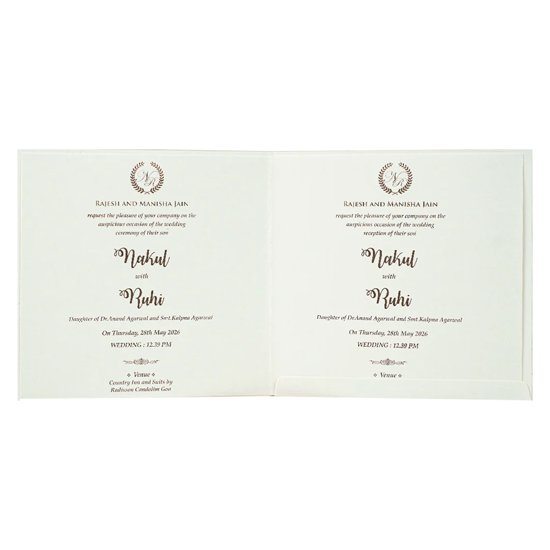 White Royal Procession Elephant Wedding Card-KRE28540 - Image 5