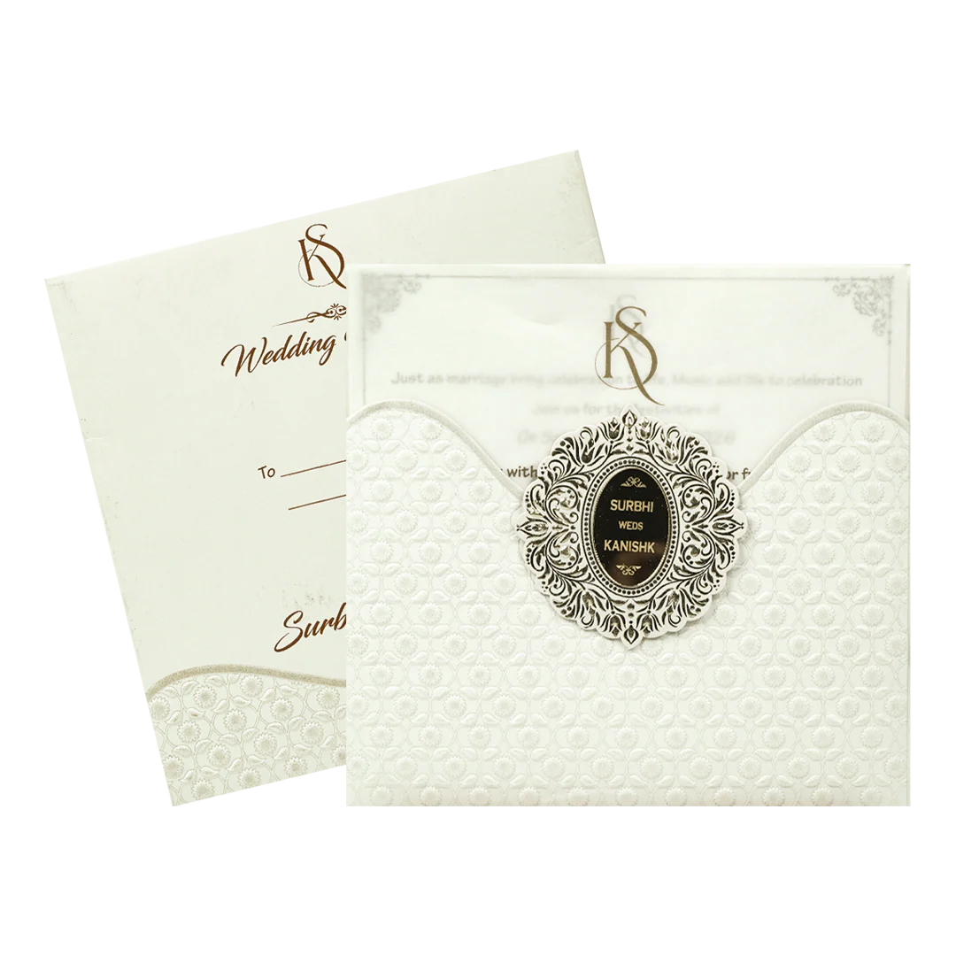 White Scallop Floral Wedding Card-KSI65140 - Image 2
